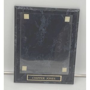Chipper Jones Wall Plaque Photo Holder Black Marble Look With Gold Nameplate